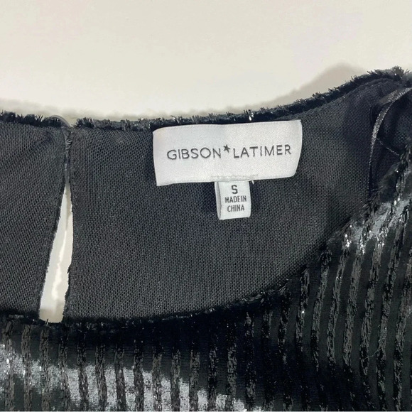 Gibson Latimer Velvet Metallic Stripe Shift Dress - Picture 5 of 8